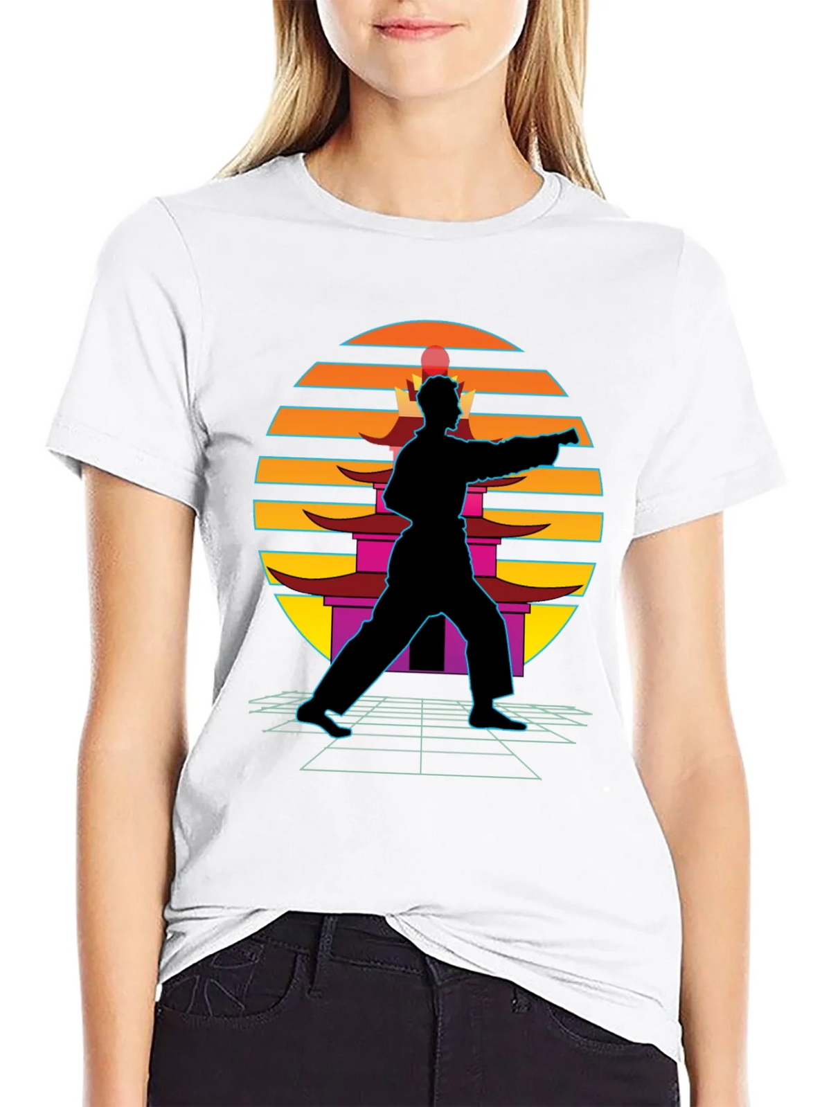 Retro Karate Black T-Shirt product image 11