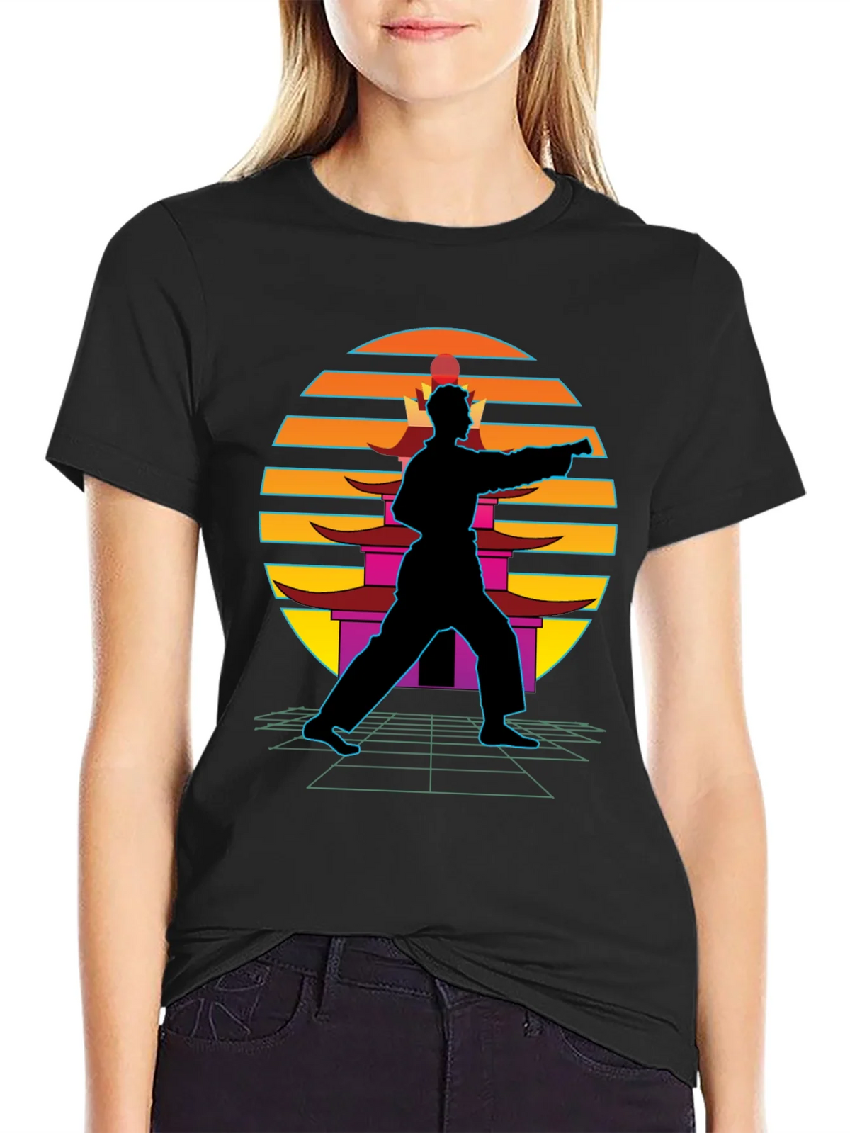 Retro Karate Black T-Shirt product image 5