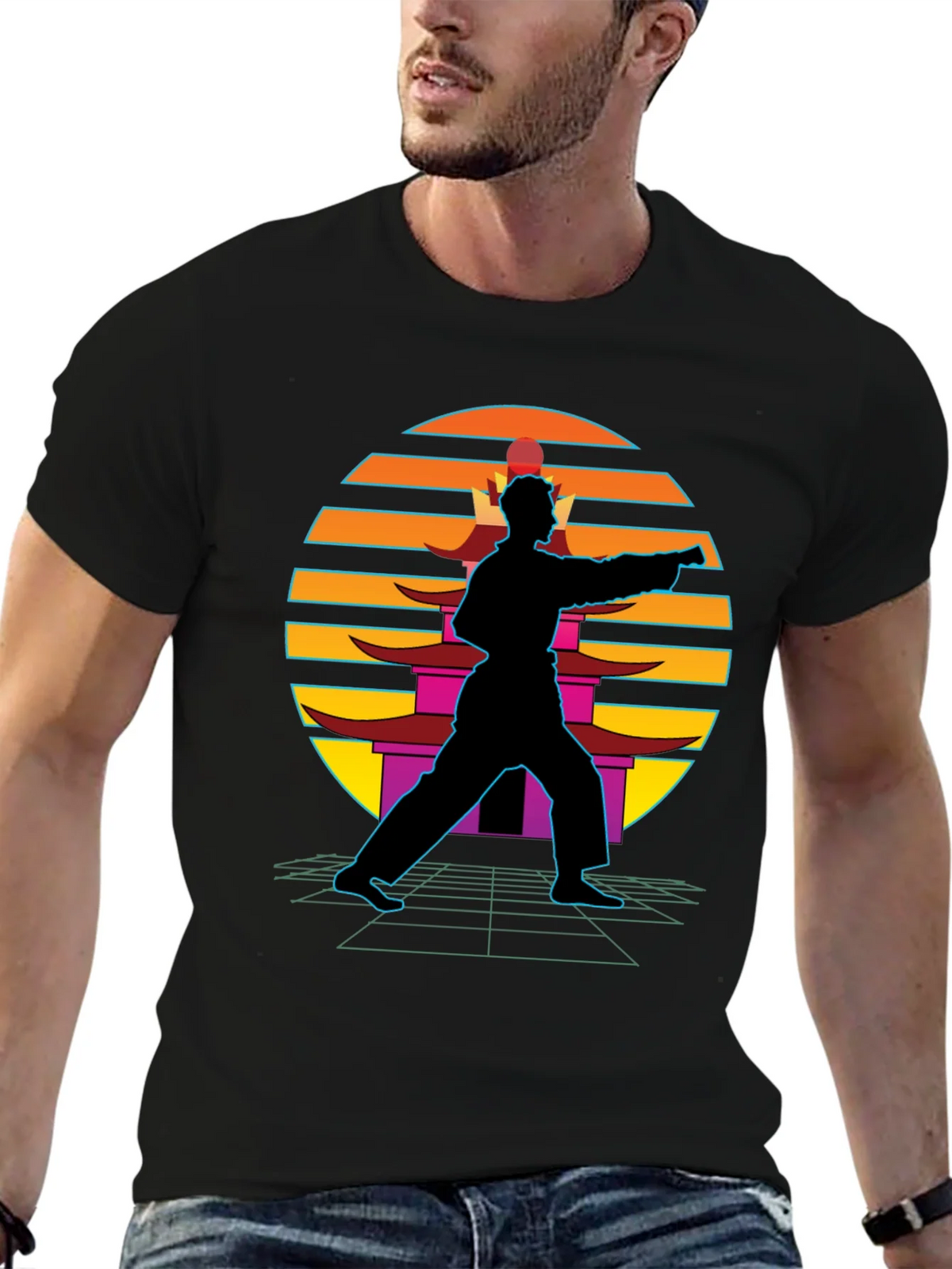 Retro Karate Black T-Shirt product image 9
