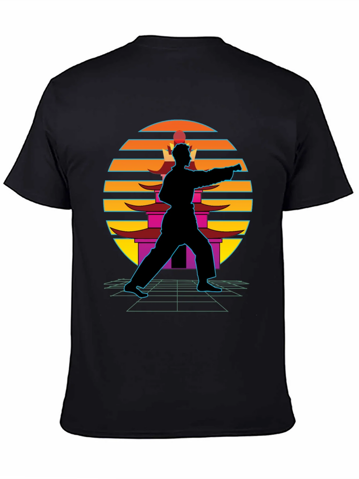 Retro Karate Black T-Shirt product image 7