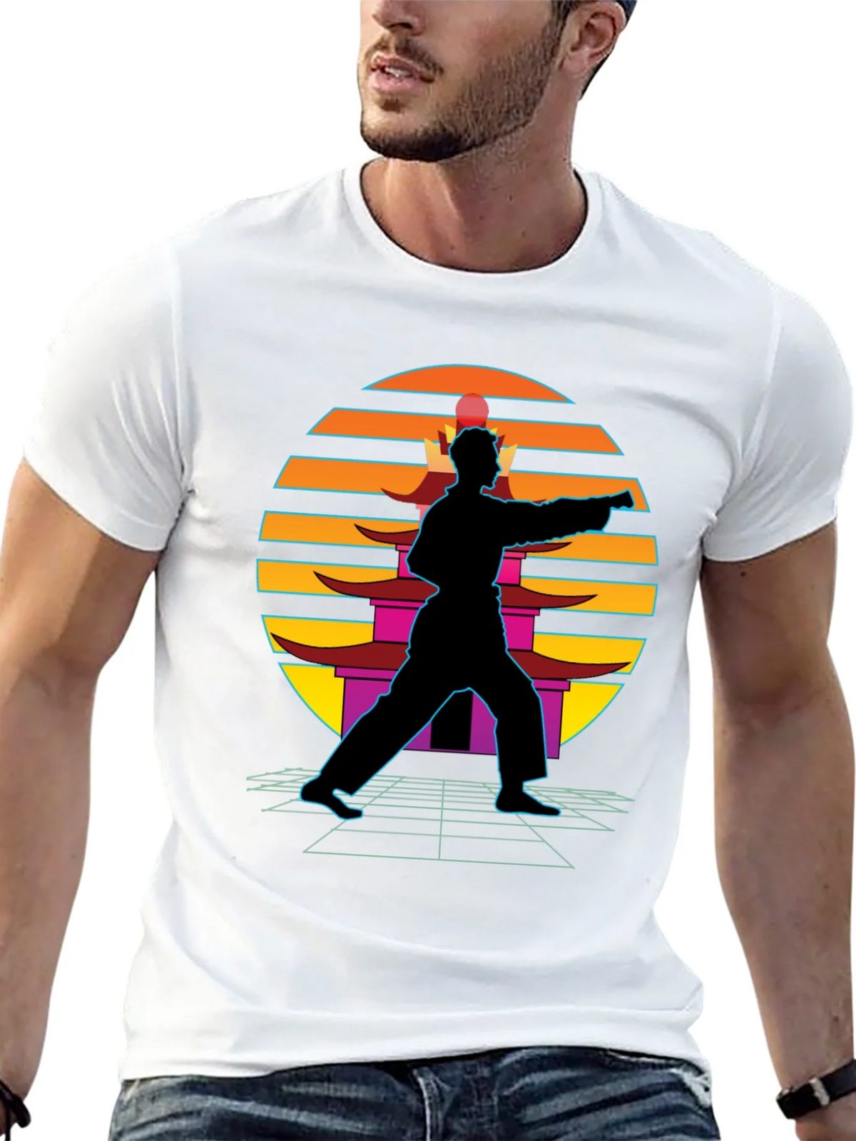 Retro Karate Black T-Shirt product image 4