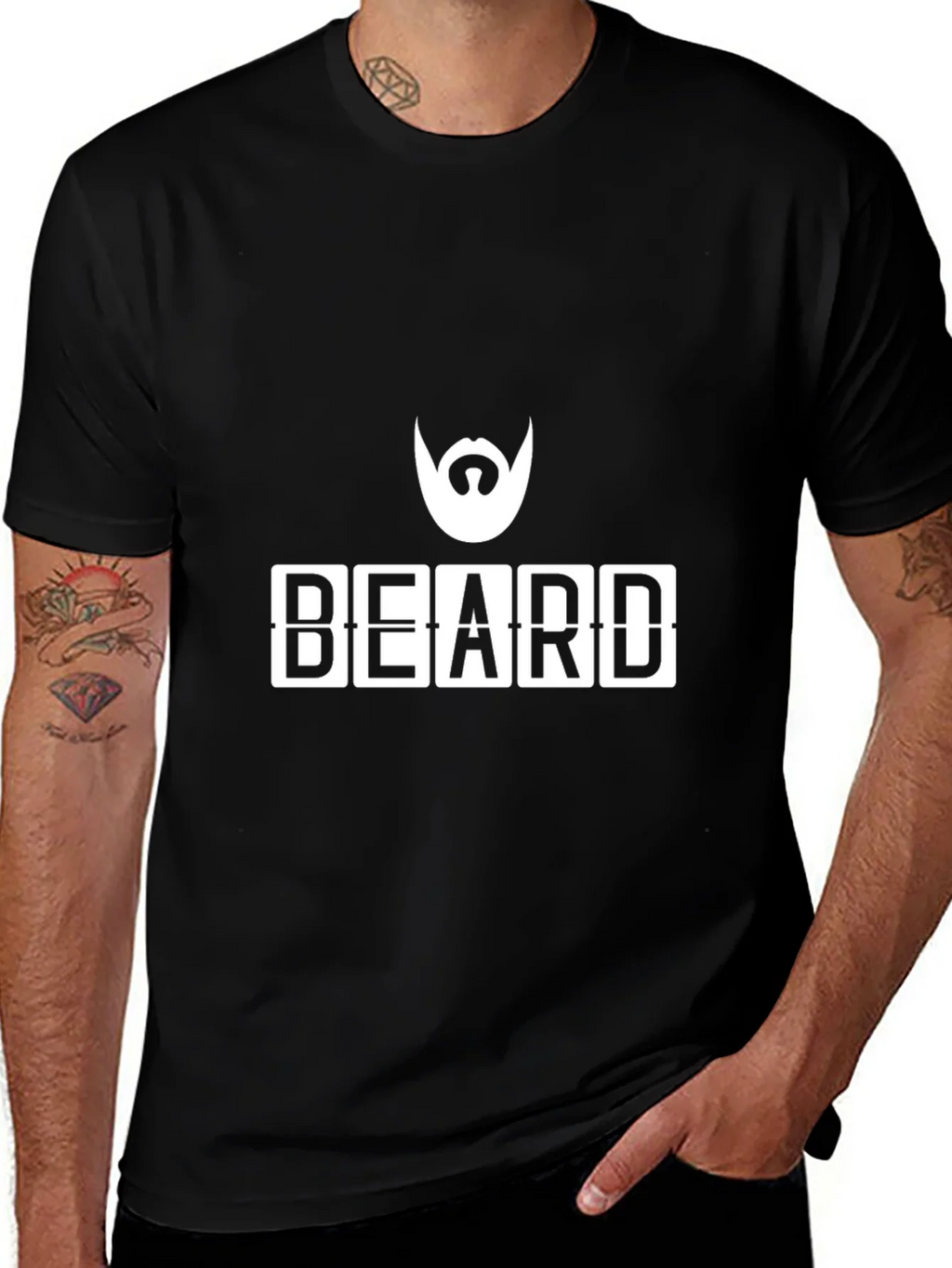 Beard Graphic T-Shirt - Cool Mens Black Tee product image 1