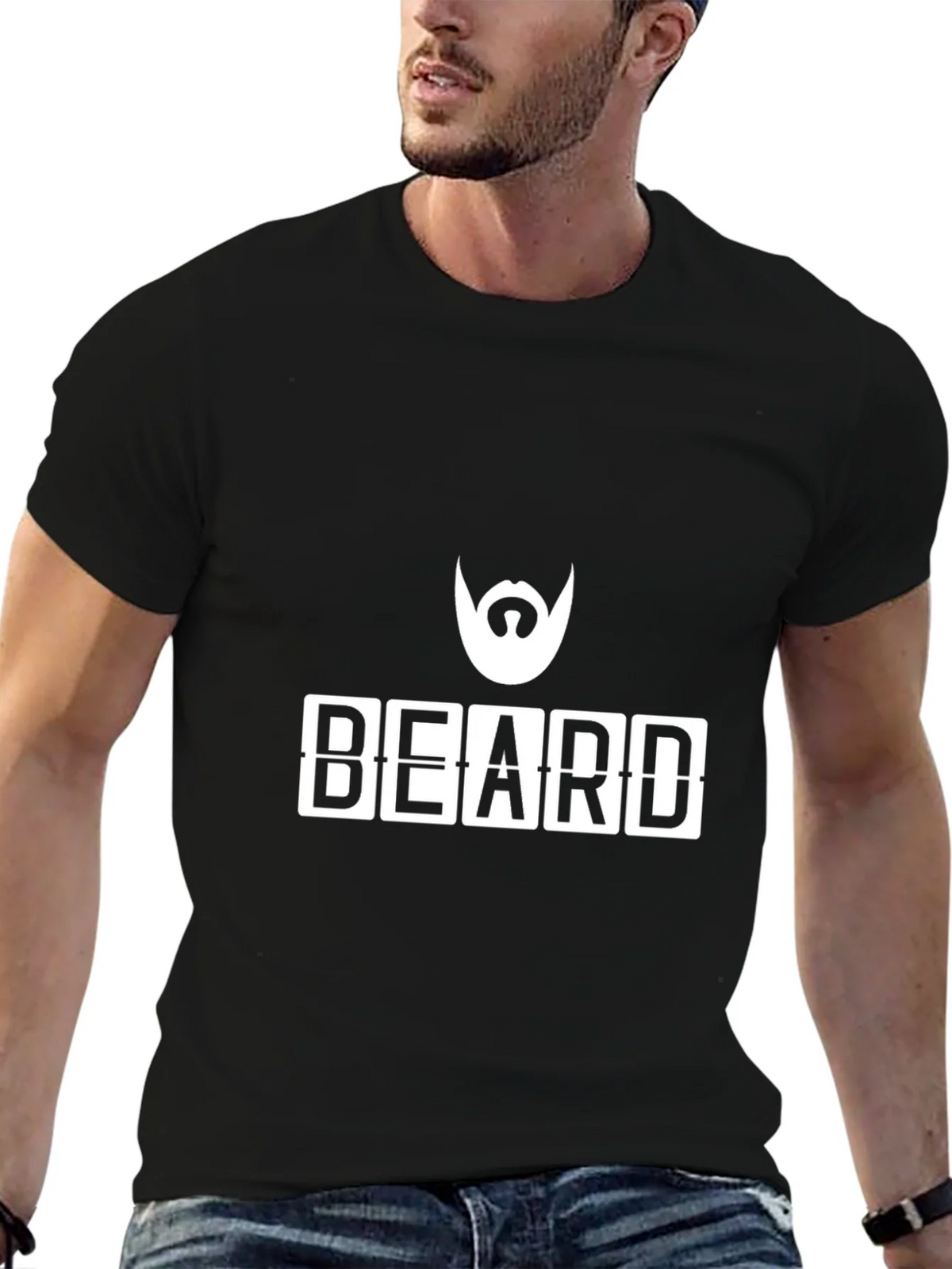 Beard Graphic T-Shirt - Cool Mens Black Tee product image 9