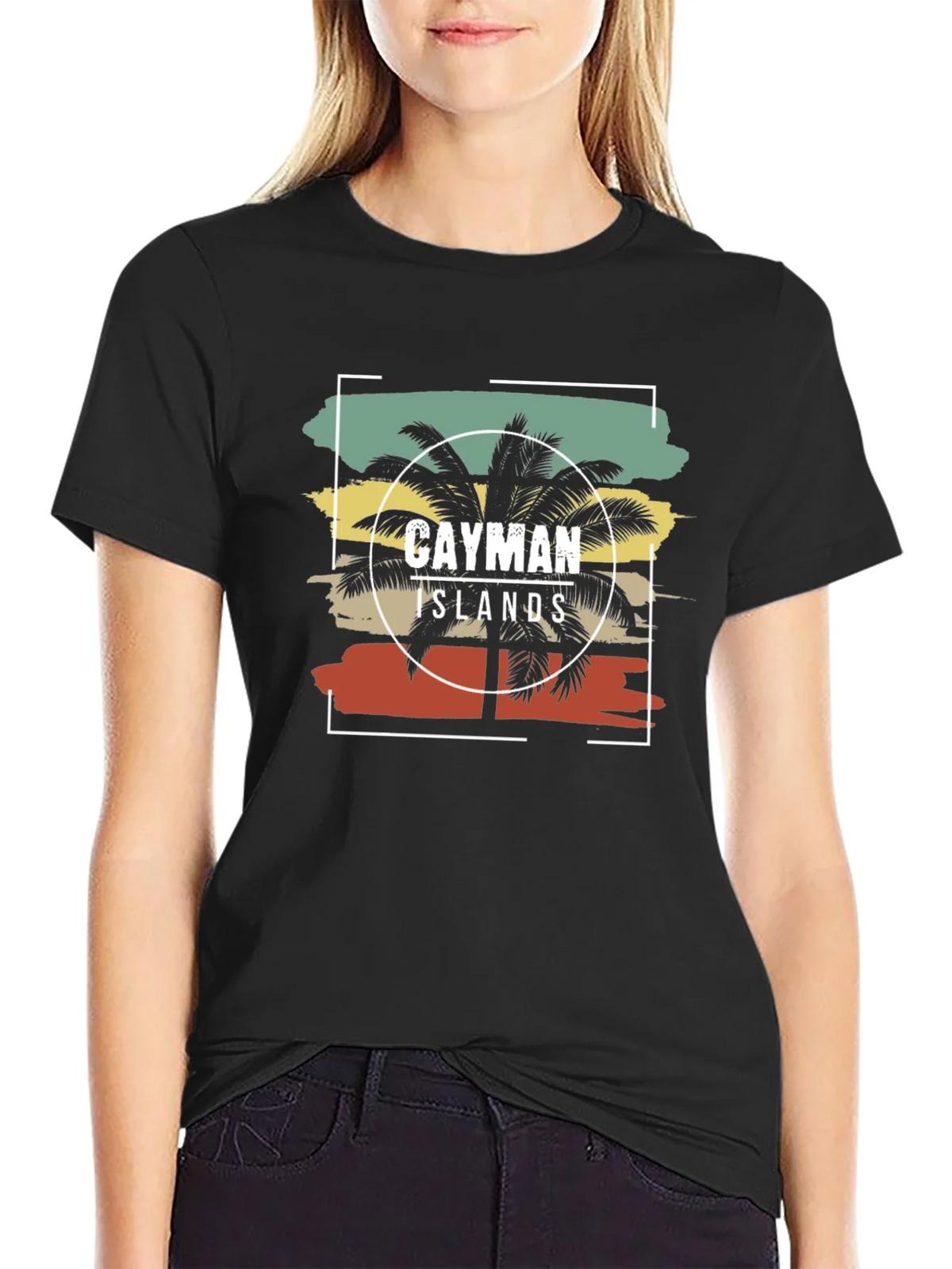 Cayman Islands Palm Tree Graphic Tee - Black Cotton T-Shirt product image 5