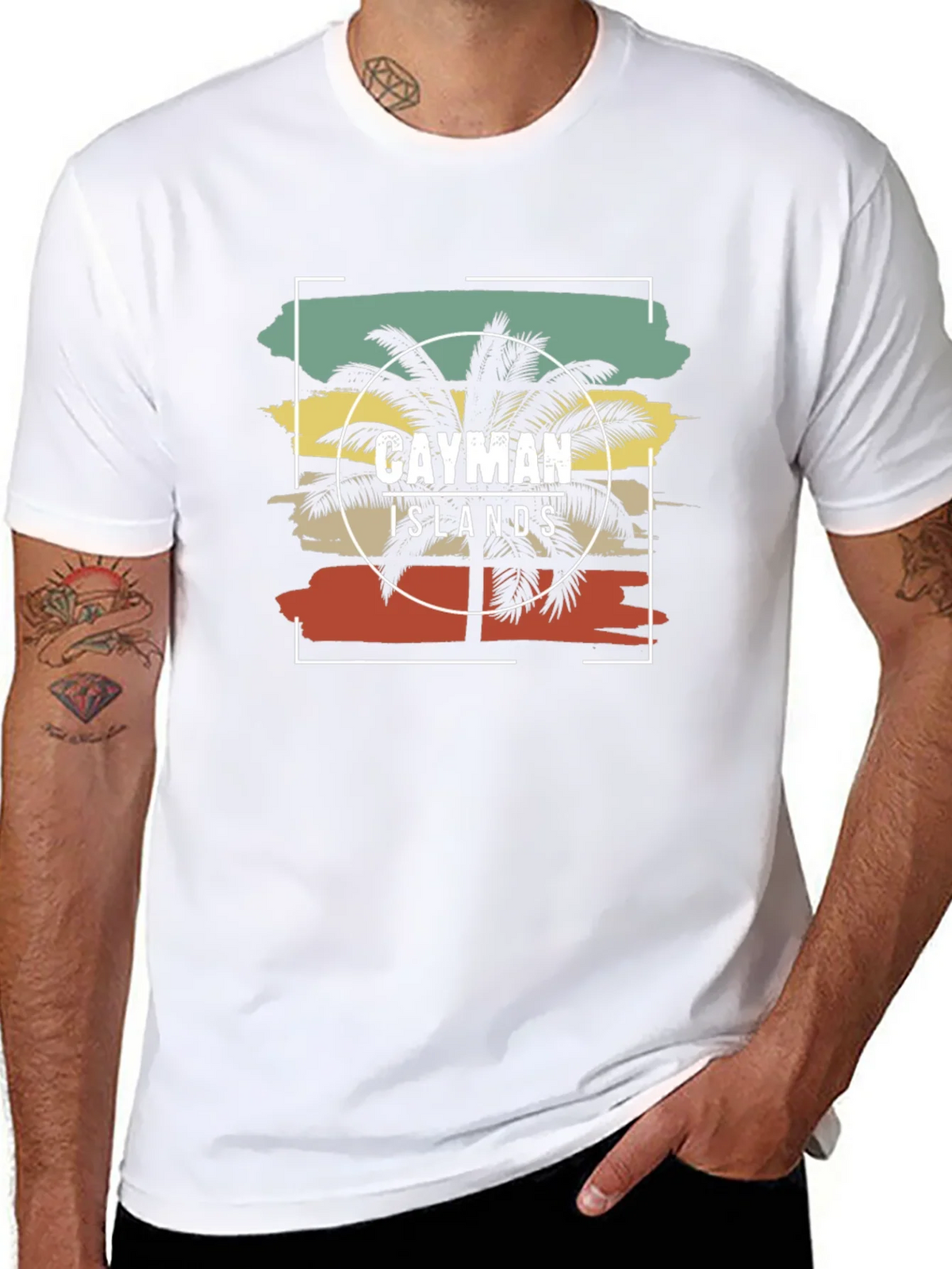 Cayman Islands Palm Tree Graphic Tee - Black Cotton T-Shirt product image 10