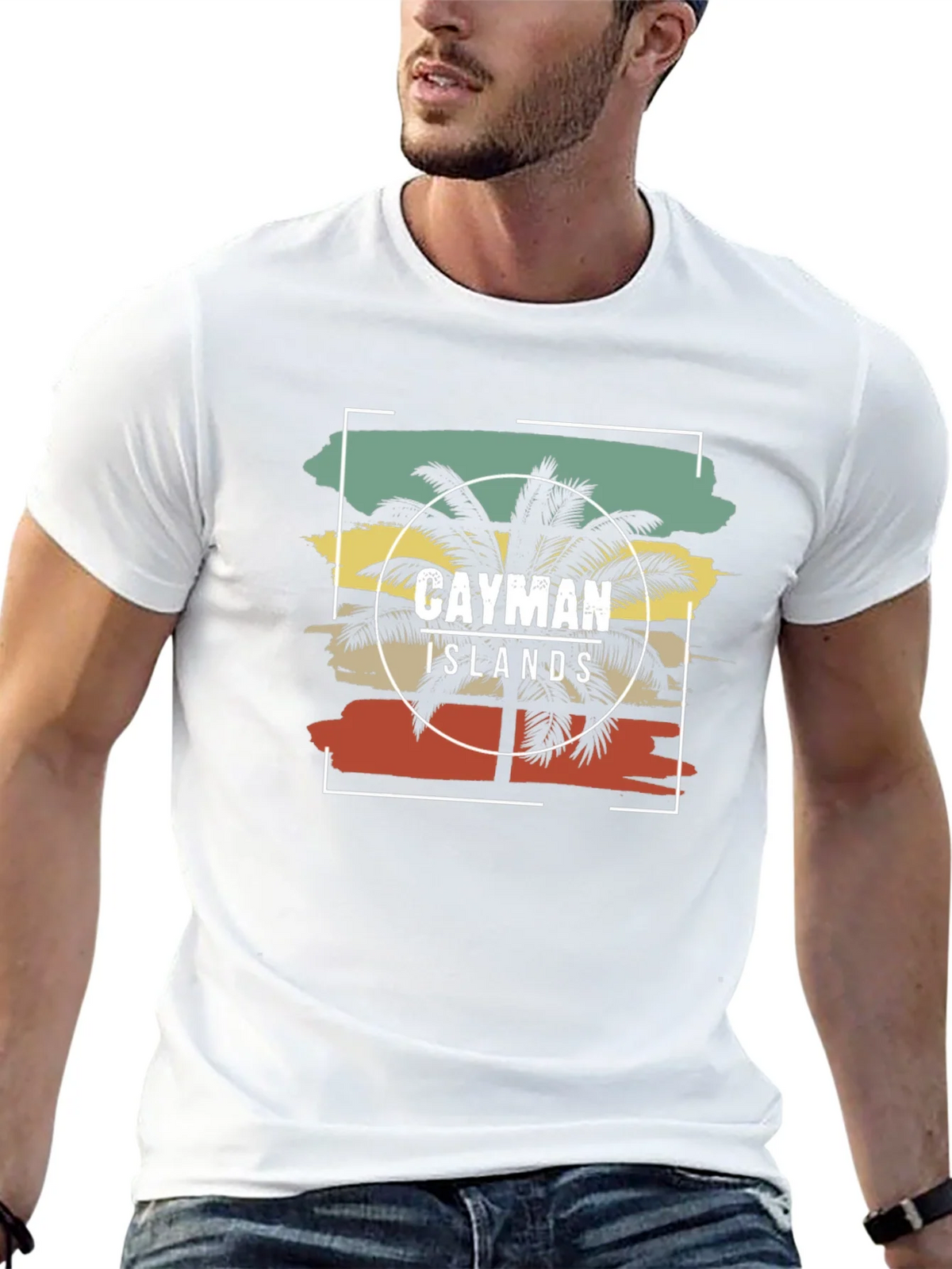 Cayman Islands Palm Tree Graphic Tee - Black Cotton T-Shirt product image 4