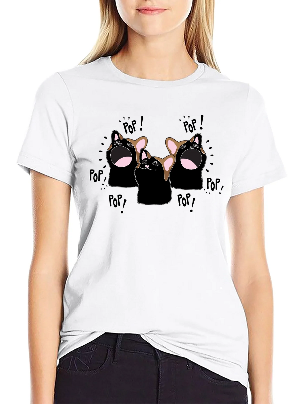 Pop Cat Graphic T-Shirt - Black product image 11