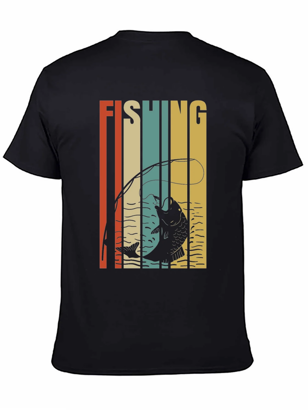 Retro Fishing Graphic T-Shirt - Black product image 7