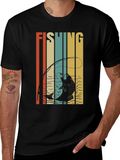 Retro Fishing Graphic T-Shirt - Black product image 1