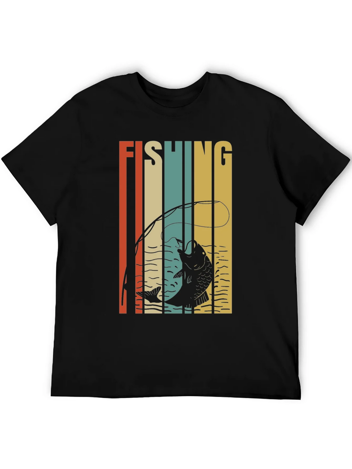Retro Fishing Graphic T-Shirt - Black product image 8