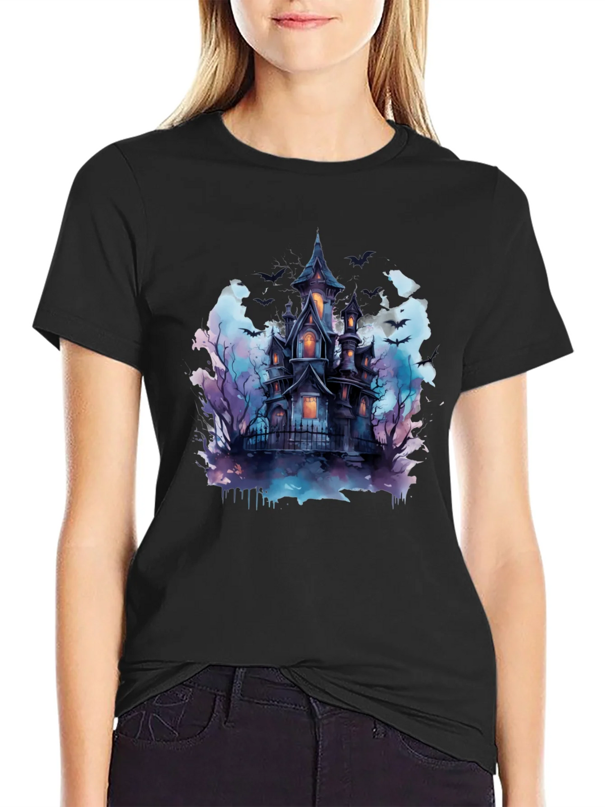 Spooky Haunted House Graphic Tee - Halloween Shirt product image 5