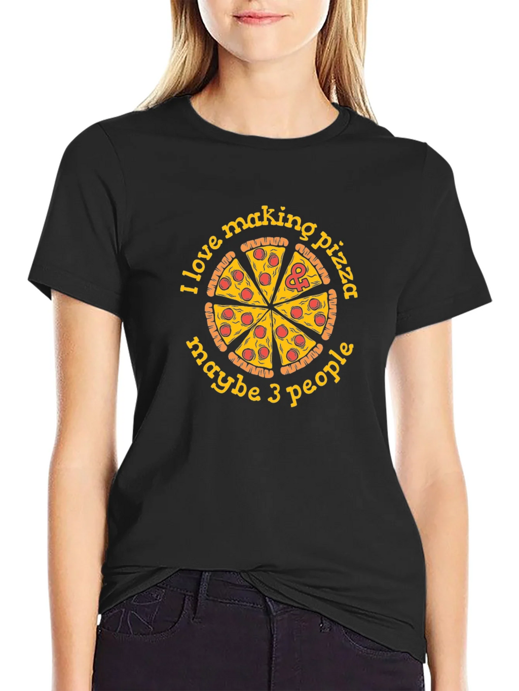 I Love Making Pizza Funny Graphic Tee - Black Cotton T-Shirt product image 5