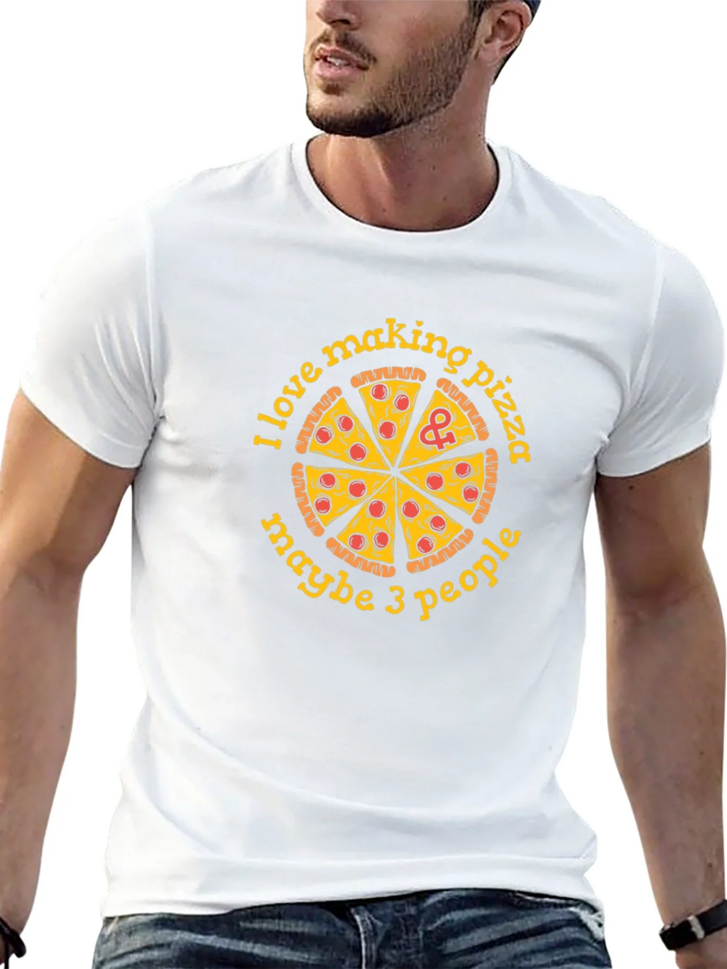 I Love Making Pizza Funny Graphic Tee - Black Cotton T-Shirt product image 4